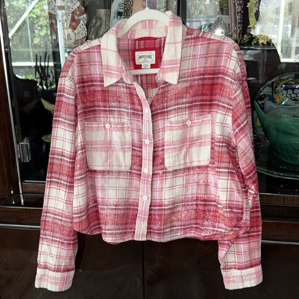 Vintage American Eagle Flannel Shirt with added Native American or Asian Motif M